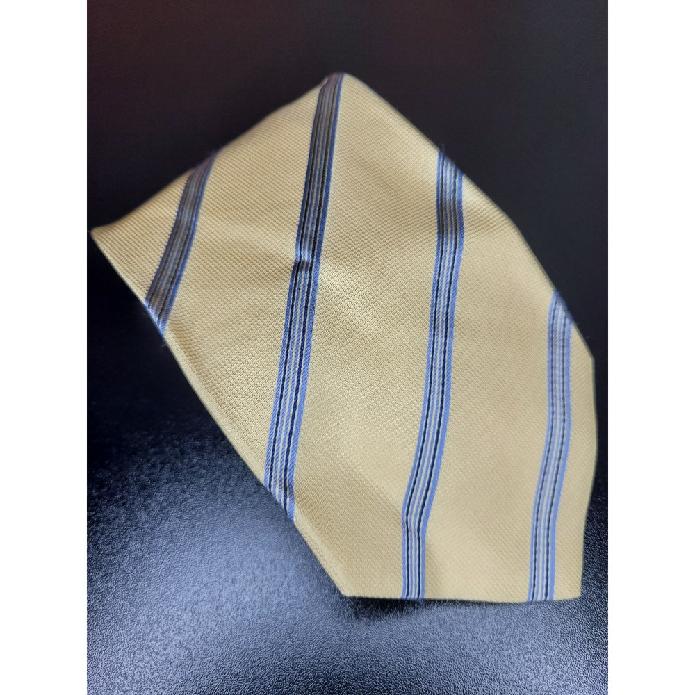 Brioni Yellow Blue Striped Silk Tie Mens Luxury Italian Necktie Business Formal